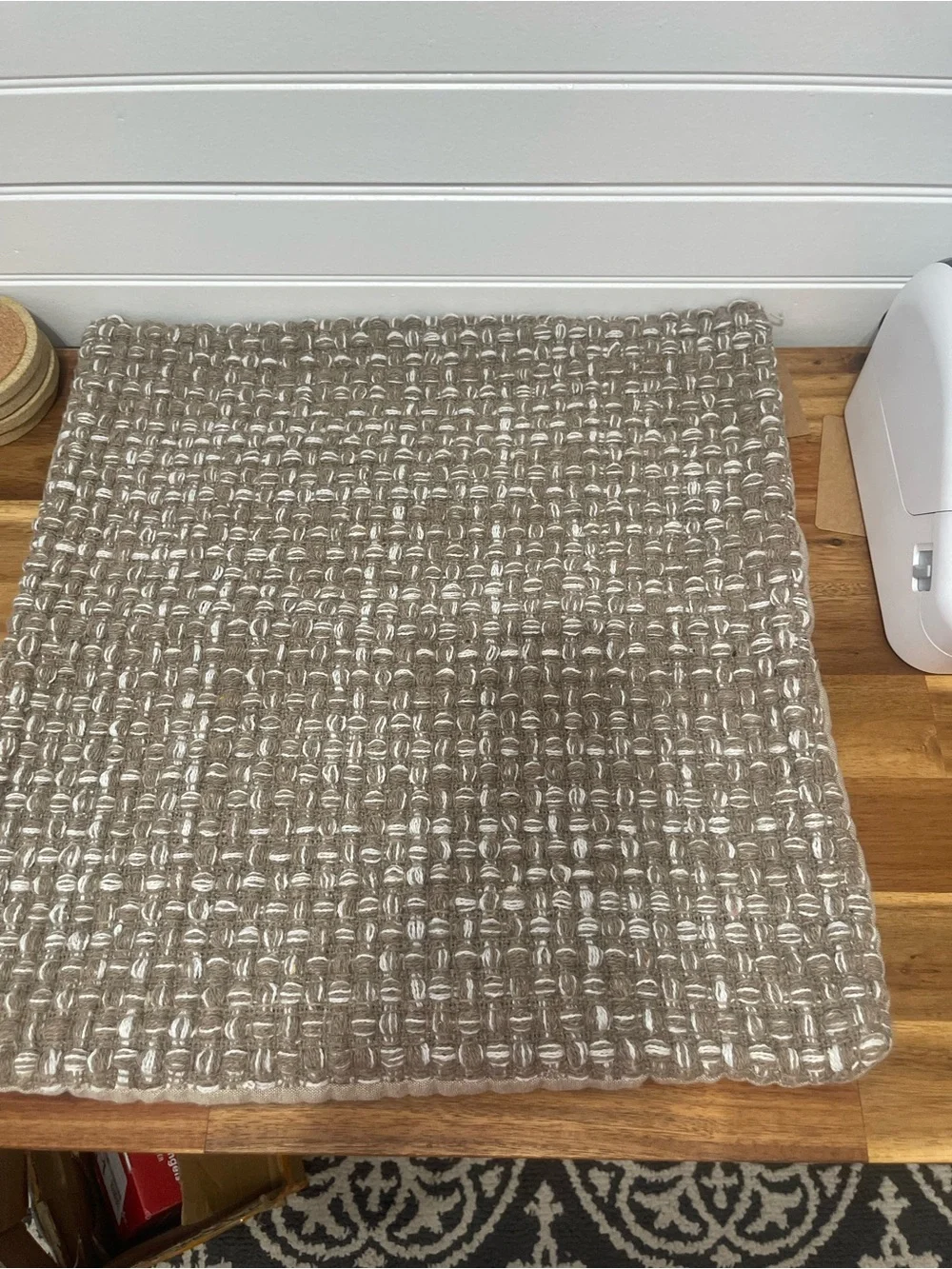 Neutral Woven Square Decorative Pillow Cover - Tan and White